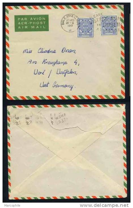 IRLANDE - BAILE ATHA CLIATH / 1961 LETTRE PAR AVION POUR L ALLEMAGNE (ref 2269) - Briefe U. Dokumente