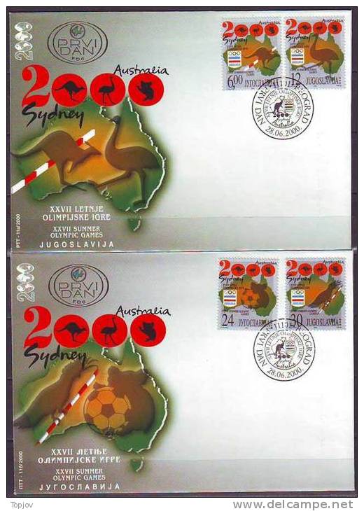 YUGOSLAVIA - JUGOSLAVIJA  - FDC - MOTIVES OF AUSTRALIA   - 2000 - Verano 2000: Sydney