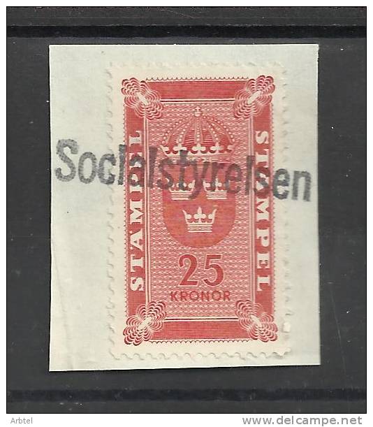 SLANIA SUECIA SELLO FISCAL 25 K - Revenue Stamps