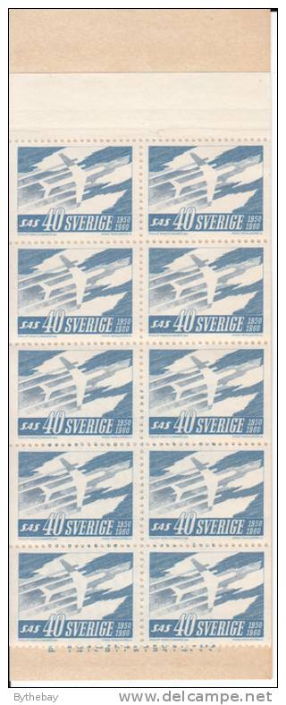 Sweden MNH Scott #568a Complete Booklet Scandinavian Airlines System 10th Anniversary - 1951-80