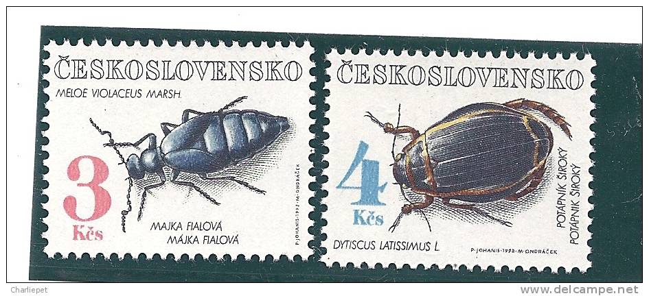 Czechoslovakia Scott # 2865-66 MNH Topicals Insects Beetles   Catalogue $4.50 - Neufs