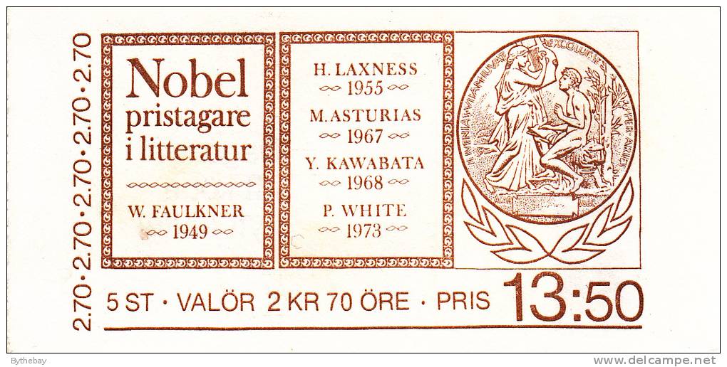 Sweden MNH Scott #1566a Complete Booklet Nobel Prize Laureates In Literature - 1981-..