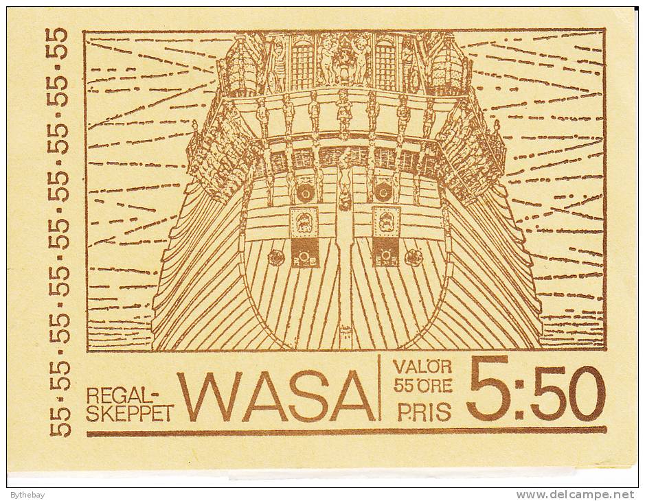 Sweden MNH Scott #830a Complete Booklet Salvaging Of 'Wasa' - Warship Sunk On Maiden Voyage - 1951-80