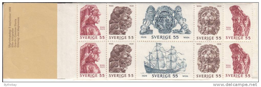 Sweden MNH Scott #830a Complete Booklet Salvaging Of 'Wasa' - Warship Sunk On Maiden Voyage - 1951-80