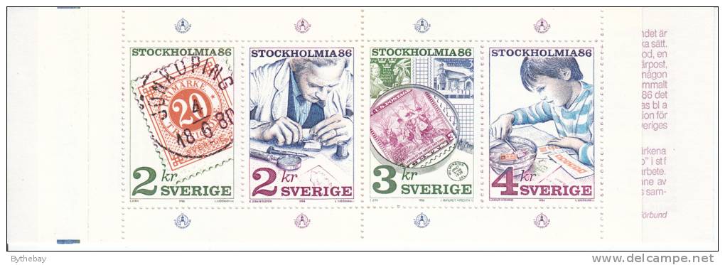 Sweden MNH Scott #1588a Complete Booklet STOCKHOLMIA '86 - Joint Issue With USA - 1981-..