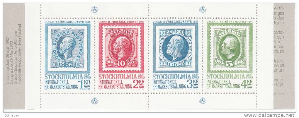 Sweden MNH Scott #1465a Complete Booklet STOCKHOLMIA ´86 - 1981-..