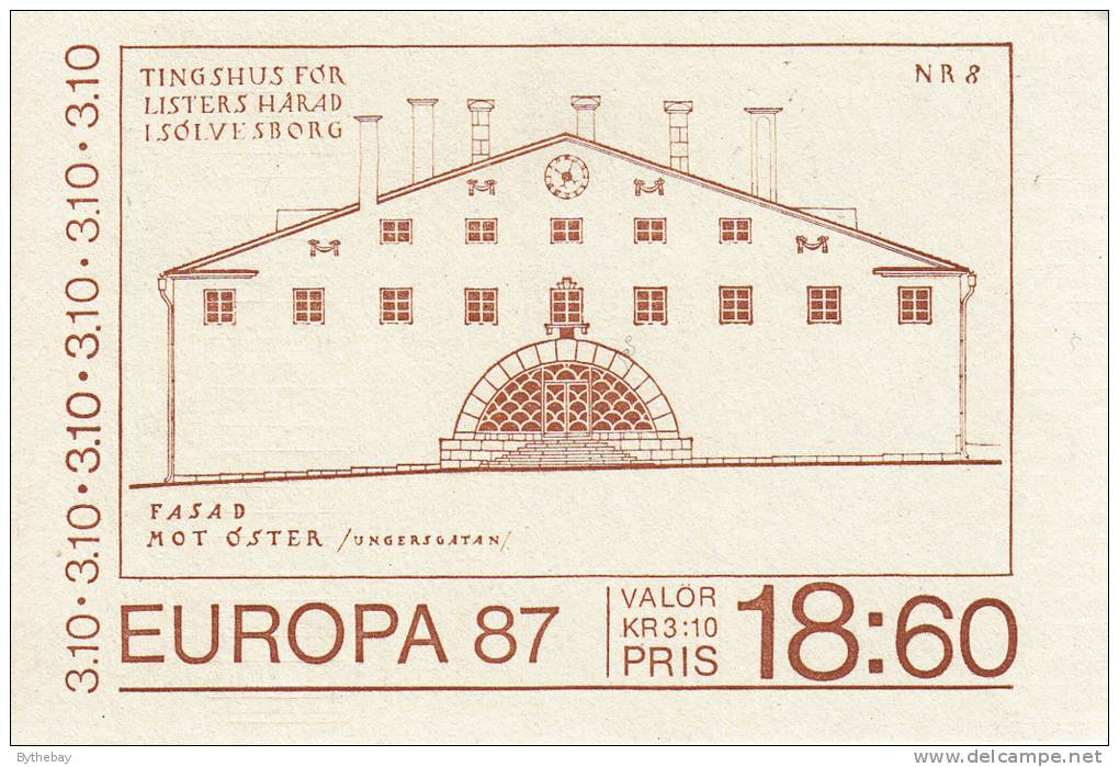 Sweden MNH Scott #1630a Complete Booklet Europa City Library, Asplund; Lewerentz Marcus Church - 1981-..