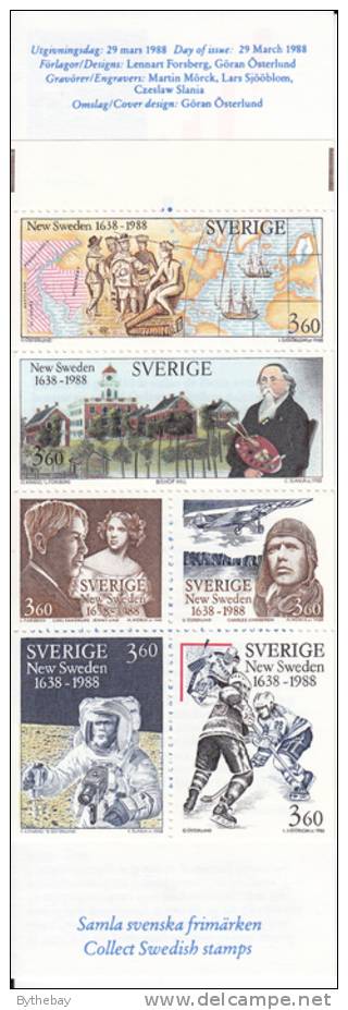 Sweden MNH Scott #1677a Booklet Pane Of 6: 350th Anniversary Settling Of New Sweden - Neufs