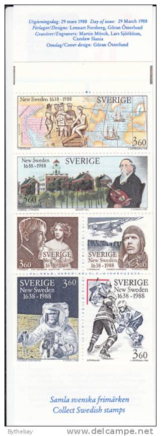 Sweden MNH Scott #1677a Complete Booklet 350th Anniversary Settling Of New Sweden - Joint With USA, Finland - 1981-..