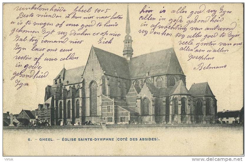 Geel :  Eglise Sainte-Dymphne   ( Geschreven 1905  Met Zegel 5 Cent )   Uitg. Bertels Bxl - Geel