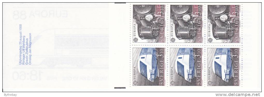 Sweden MNH Scott #1702a Complete Booklet Europa Transport And Communication - 1981-..