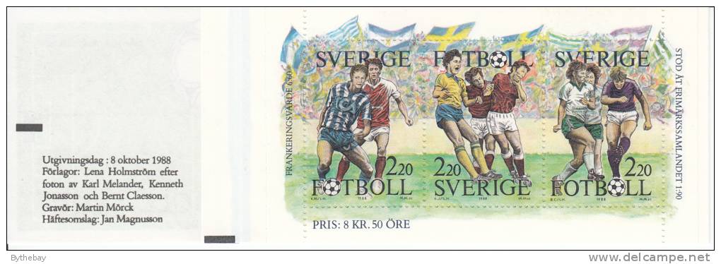 Sweden 1988 MNH Scott #1708a Complete Booklet Soccer - 1981-..
