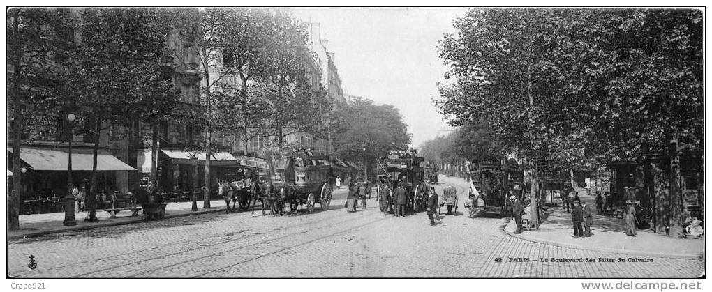 75   CARTE PANORAMIQUE   BOULEVARD DES FILLES DU CALVAIRE  AUTOBUS   VOITURE ATTELLEE  TRES ANIME - Transport Urbain En Surface