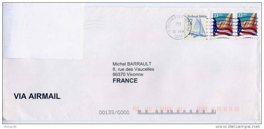 Etats-Unis--2004-Lettre Des USA  Pour La France-tp Iceboat 1880s -cachet  Rochester NY - Brieven En Documenten