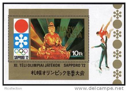 Magyar Posta Hungary 1972 Olympic Games Winter Sapporo Japan Figure Skating Buddha Regligions Michel 2728 Bl.86 Sc 2122 - Buddhism