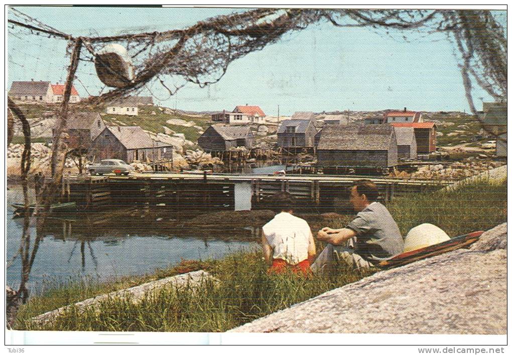 Peggy's Cove, Nova Scotia, Canada, POSTCARD, COLOR, USED 1959, ANIMATED, USA DESTINATION, - Andere & Zonder Classificatie