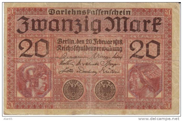 Germany #57 20 Mark 1918 Banknote Paper Money - 20 Mark