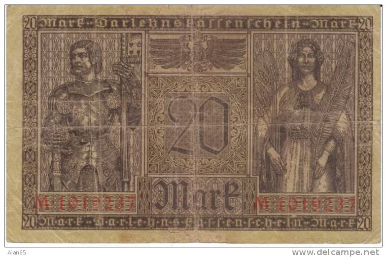 Germany #57 20 Mark 1918 Banknote Paper Money - 20 Mark