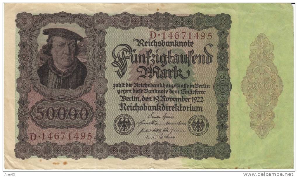 Germany #80 50,000 Mark 1922 Banknote Paper Money - 50.000 Mark