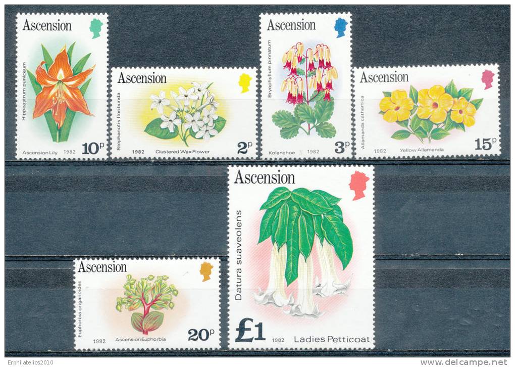 ASCENSION 1982 FLOWERS RE-PRINTED WITH DATE 1982, SC# 275A/87A MISSPRICED BY SCOTT MNH - Ascension