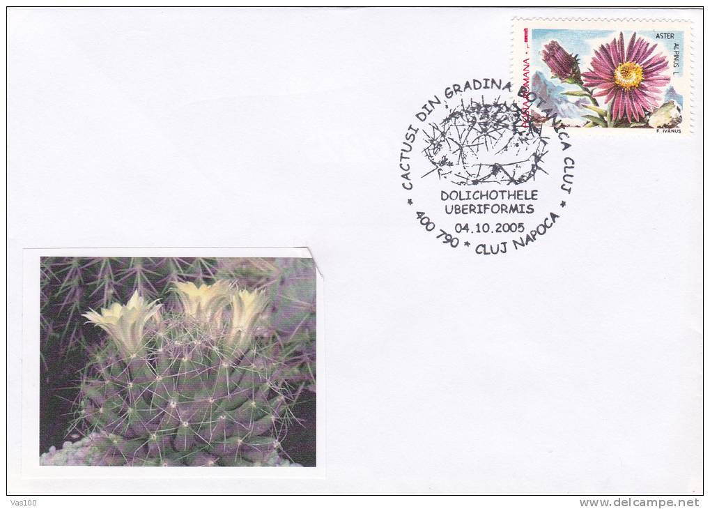 CACTUS, BOTANICAL GARDEN CLUJ, 2005,  SPECIAL COVER, OBLITERATION CONCORDANTE, ROMANIA - Cactus