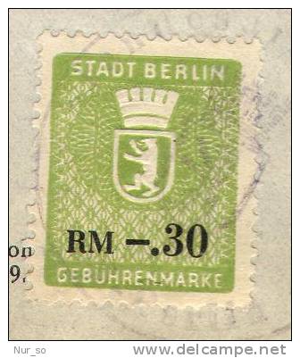 Germany Certificate Berlin Revenue 1948 Heiratsurkunde Gebührenmarke Stempelmarke Timbre Fiscal - Covers & Documents