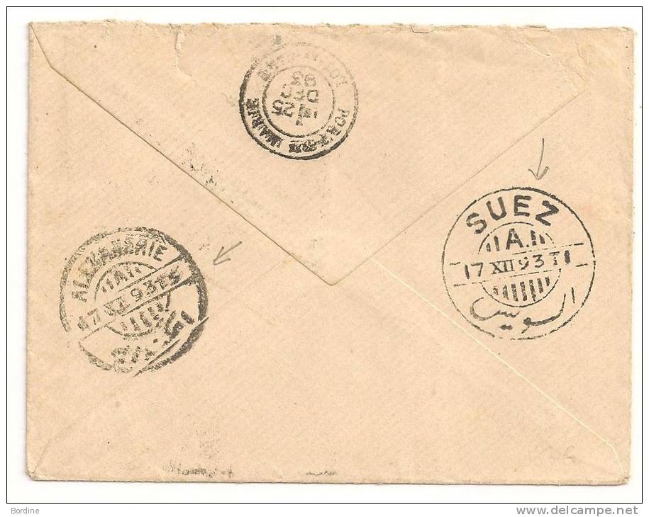 Lettre - POSTE MARITIME - Ligne N S/TP Sage N°97 - 1893 - Sonstige & Ohne Zuordnung