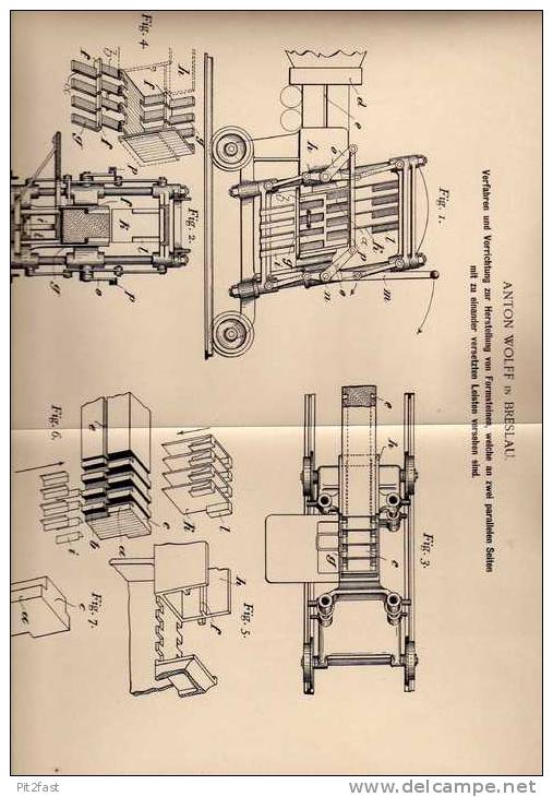 Original Patentschrift -  A. Wolff In Breslau , 1900 , Formsteine , Pflastersteine , Bau , Maurer , Tiefbau !!! - Architectuur