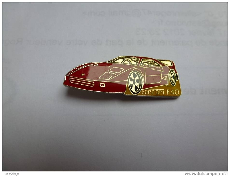 Auto Ferrari F40 Rouge    , Dimensions :13 X 35 Mm , Fond Argent , époxy - Ferrari