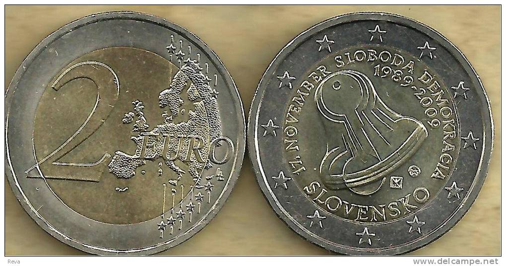 SLOVAKIA 2 EURO 20 YEARS IND. 10 YEARS OF EURO FRONT STANDARD BACK 2009 UNC READ DESCRIPTION CAREFULLY !!! - Eslovaquia