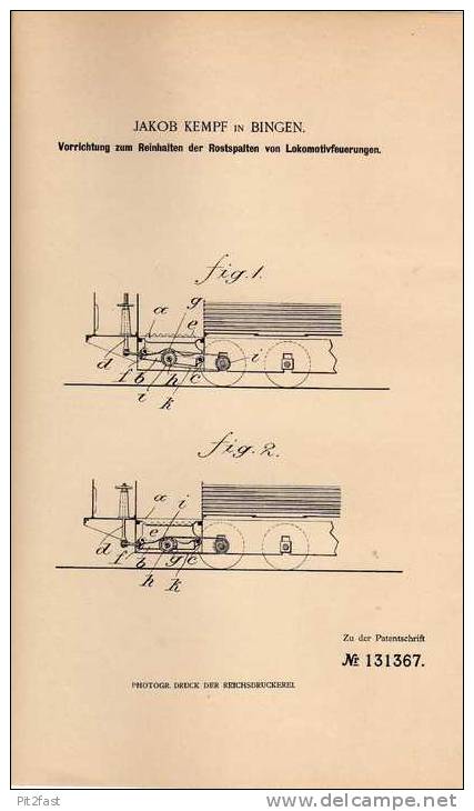 Original Patentschrift - J. Kempf In Bingen , Feuerung Für Lokomotive , Eisenbahn , 1901 !!! - Sonstige & Ohne Zuordnung