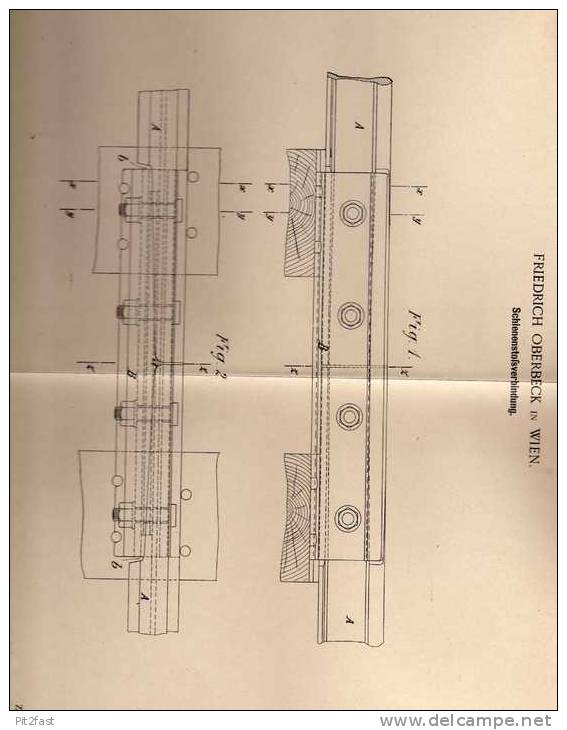 Original Patentschrift -  F. Oberbeck In Wien , 1900, Schienenverbindung , Eisenbahn !!! - Sonstige & Ohne Zuordnung