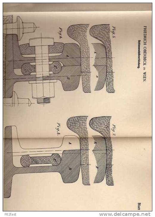 Original Patentschrift -  F. Oberbeck In Wien , 1900, Schienenverbindung , Eisenbahn !!! - Sonstige & Ohne Zuordnung