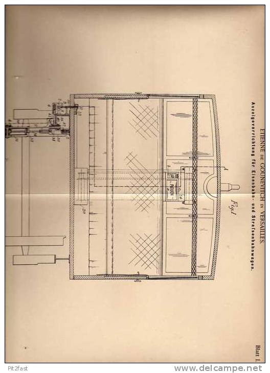 Original Patentschrift - E. De Gounevitch Dans Versailles , 1901 ,Train, Tram, Appareils !!! - Voitures