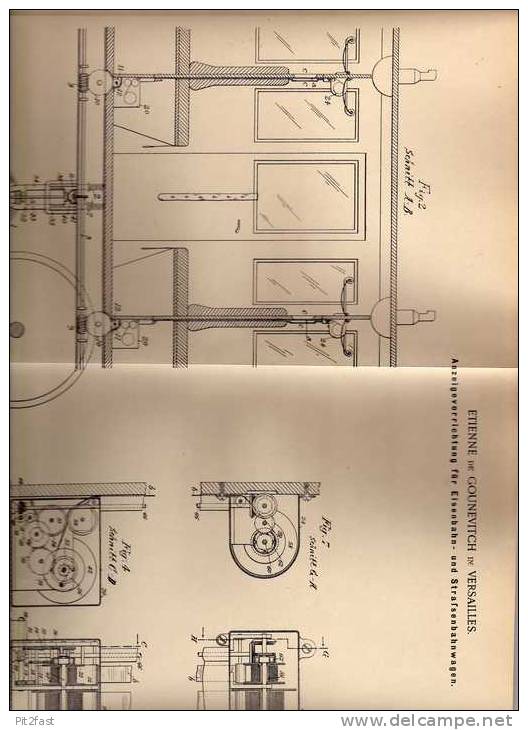 Original Patentschrift - E. De Gounevitch Dans Versailles , 1901 ,Train, Tram, Appareils !!! - Cars