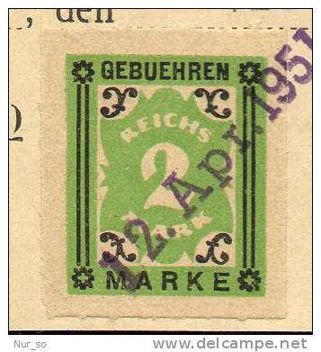 Germany Certificate Rahden Revenue 1951 Führungszeugnis Gebührenmarke Stempelmarke Timbre Fiscal - Covers & Documents