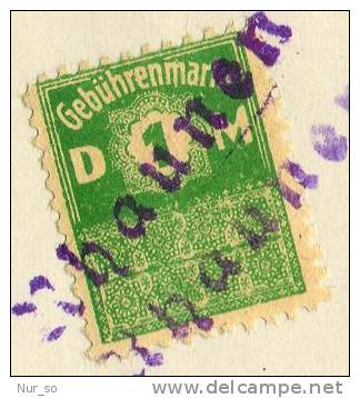 Germany Certificate Rhaunen Revenue 1952 Geburtsurkunde Gebührenmarke Stempelmarke Timbre Fiscal - Storia Postale