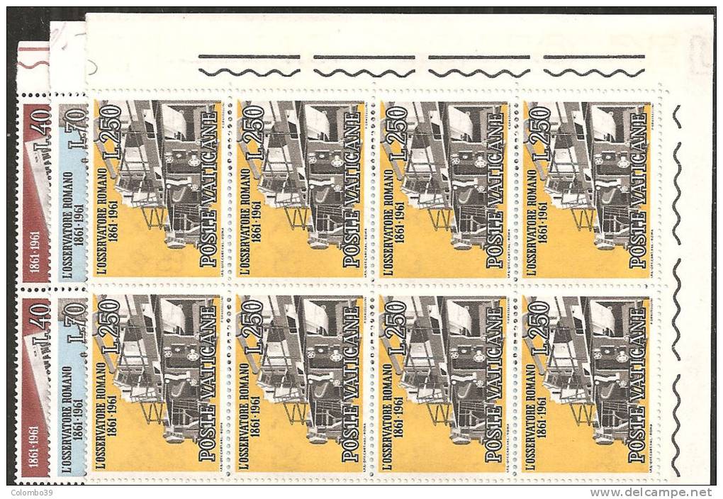 Vaticano 1961 - Nuovo 310-12 - Osservatore Romano - Bloc 8x - MNH** - Unused Stamps