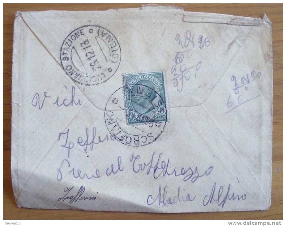 ITALIA REGNO  1917 DA SCROFIANO - SIENA A LUCIGNANO STAZIONE  FERMO IN POSTA - DC895SPR4 - Storia Postale