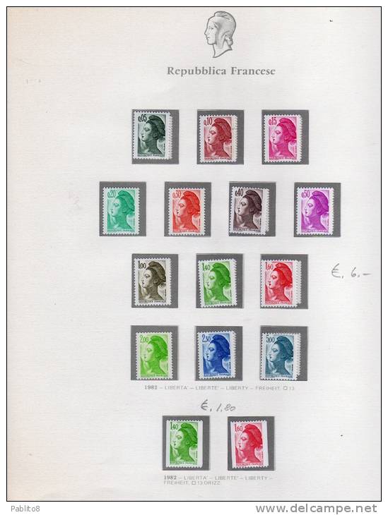 FRANCIA 1982 ANNATA MONTATA + SEGNATASSE SU FOGLI GBE MNH - FRANCE ANNEE + TAX MONTÉ SUR DES FEUILLES - 1980-1989