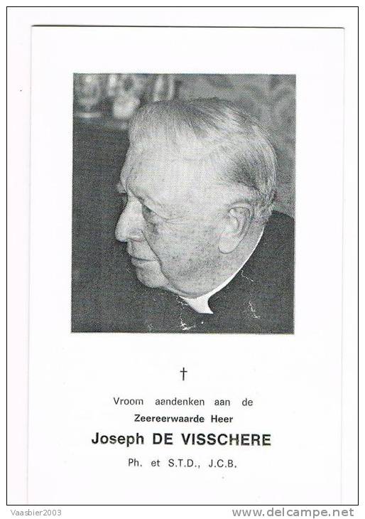 KORTRIJK - BLANKENBERGE - OOSTENDE  ,doodsprentje V. PASTOOR Joseph DE VISSCHERE + 1983 - Documents Historiques