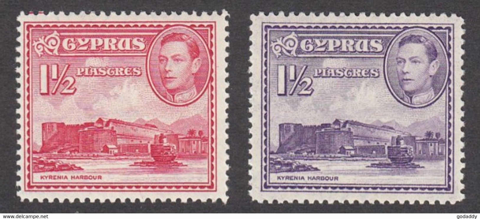 Cyprus 1938  2 Values  11/2 Pi Carmine  SG155 And Violet SG155a   MH - Zypern (...-1960)