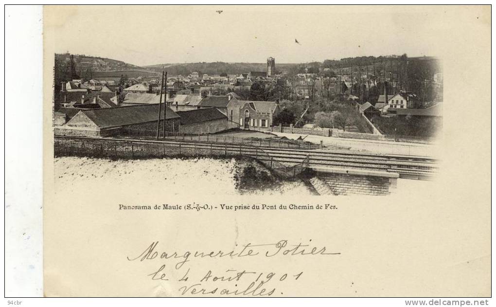 CPA ( 78)   MAULE     Panorama  Vue Prise Du Pont Du Chemin De Fer ( Defaut Bord Bas) - Maule