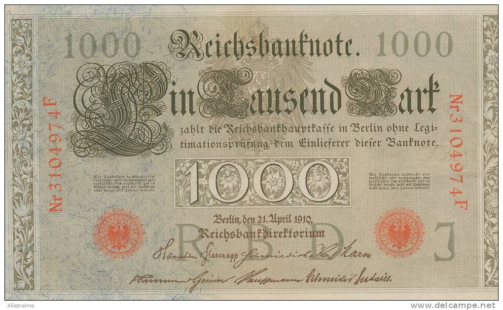 1 Billet  :  Allemagne 1000 Mark    VOIR LE SCAN - 1.000 Mark