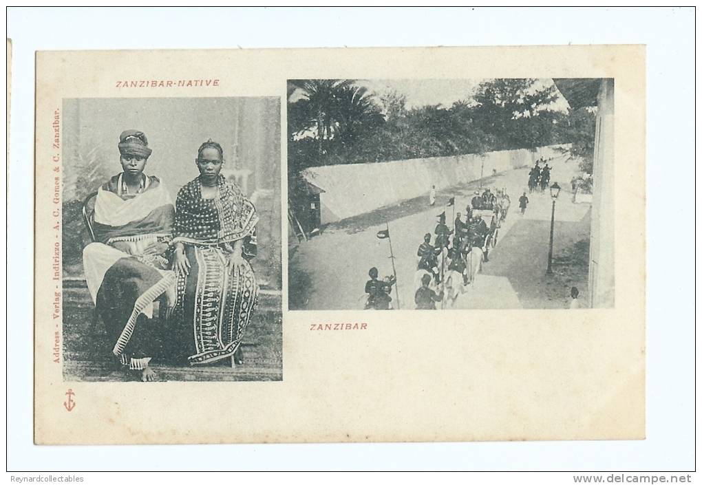 1900s Zanzibar Finely Dressed Native Couple Royal Procession? M/view Ppc/cpa Unused - Tanzania
