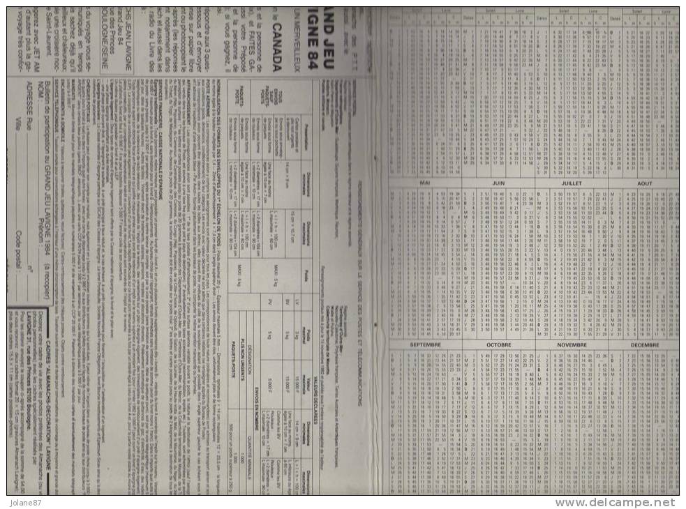 CALENDRIER ALMANACH DU FACTEUR 1984 - Groot Formaat: 1981-90