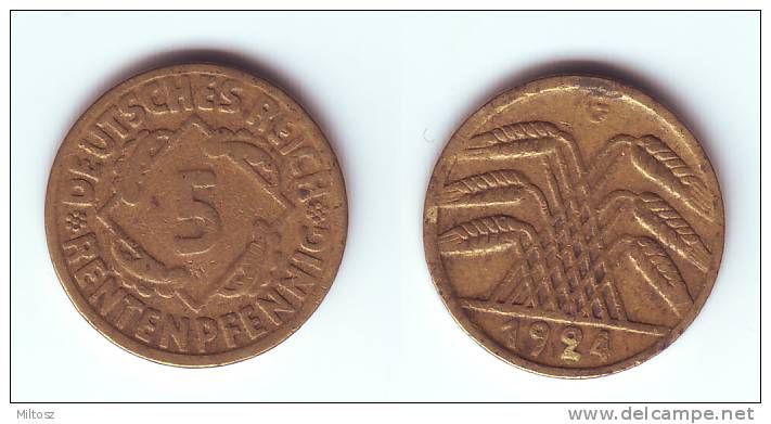 Germany 5 Rentenpfennig 1924 G - 5 Rentenpfennig & 5 Reichspfennig