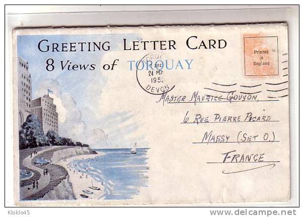 Angleterre - GREETING LETTER CARD 8 Views Of TORQUAY - CPSM Dépliant - Torquay