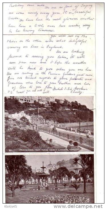 Angleterre - GREETING LETTER CARD 8 Views Of TORQUAY - CPSM Dépliant - Torquay