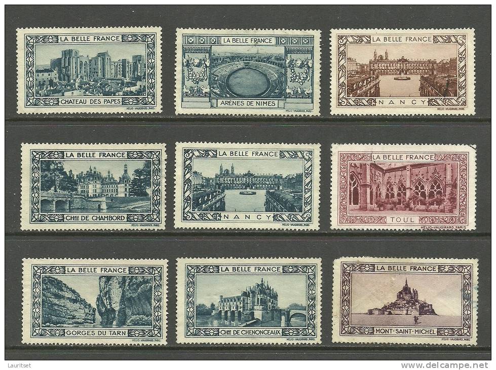 FRANKREICH France Vignetten La Belle France - 9 Different Stamps - Tourisme (Vignettes)